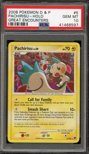 Pokemon Pachirisu Great Encounters Holo Rare #5 PSA 10 Gem Mint