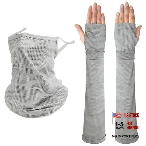 Grey UV Sun Protection Arm Sleeves for Men Women Teenager, Fishing Light Grey
