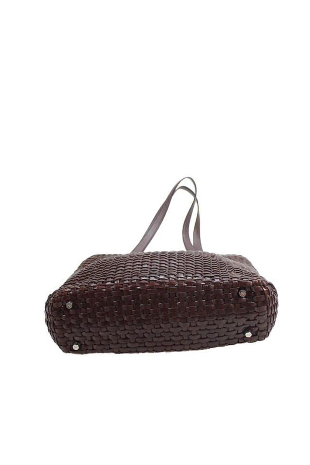 Bolso de Mano Monsac Mujer Doble Asa Cremallera Superior Cuero Tejido Marrón Foto 4 de 4