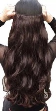 20 Inch Wavy Curly Clip-In Synthetic Hair Extensions Heat Resistant Dk Brown