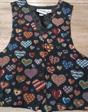 Vintage 1990s On The Verge Tapestry Heart Vest Size L Made in USA 90s Boho