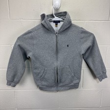 Polo Ralph Lauren Hoodie Youth Large 14-16 Gray Fleece Sweatshirt Full Zip