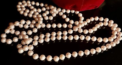Vintage John Rivers Faux Pearl Necklace 2ft 5 Inches Long Ivory Color