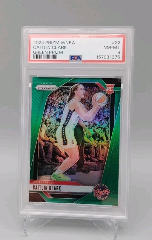 2024 Panini Prizm WNBA Green Prizm Caitlin Clark RC PSA 8 NM-MT #22 Fever