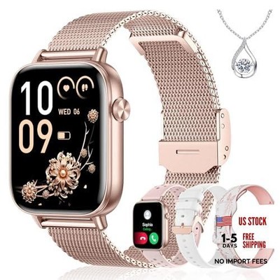 Smart Watch for Women, 1.83'' HD Fitness Tracker with 4 Bands, Rose Gold
