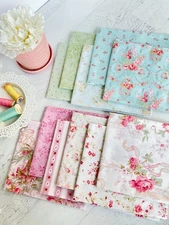 CHARLOTTE Clothworks Shabby Chic Floral Pastel Baby Girl Fabric 11 fat quarters