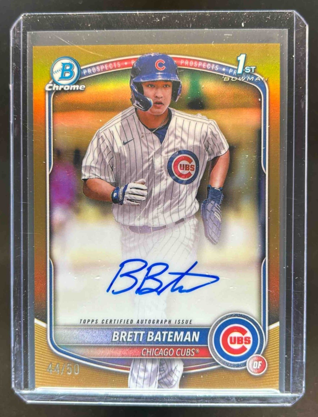 2025 Bowman Chrome Brett Bateman Auto Gold Refractor 1st Prospect #44/50 Cubs