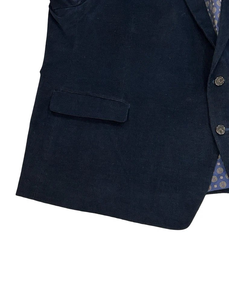 Chaqueta Blazer Ralph Lauren Pinwale Pana Para Hombres 58R Azul Marino Codo Retazos Foto 4 de 4