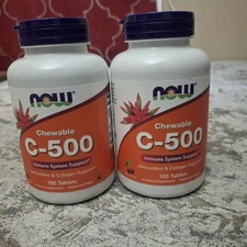 NOW Foods C-500 Immunity Support Chewable Cherry 100 Tablets 2-Pack Lot BB2027