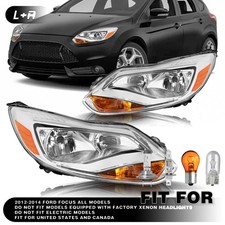 For Ford Focus 2012 2013 2014 Headlights Headlamps Driverpassenger Wbulb 12-14