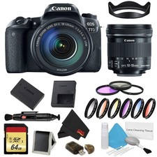 Canon EOS 77D DSLR Camera 18-135mm Lens Bundle w/ 9 Piece Filter Memory Kit 