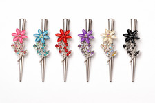 2 pcs Flower Hair Clip Clamp Metal Alligator Claw Bling Crystal Rhinestone 5"
