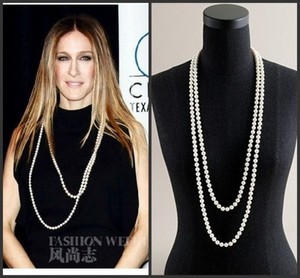 Collier Sautoir Perle de Culture d`Eau Douce Pompon Class Argent Massive 925 TZ