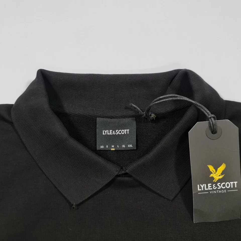 Lyle & Scott Mens Sweatshirt Black Medium Collared Neck Sweater Pullover Top - Image 2 of 4