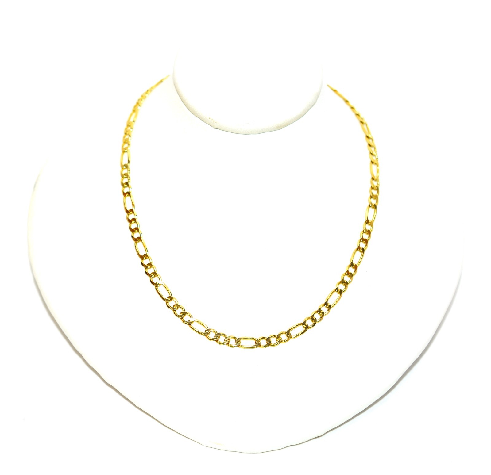 14K Solid Gold Figaro Chain Necklace 22" 3.25mm F… - image 1