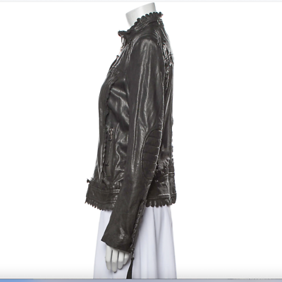 RED VALENTINO ブラックレザー ライダースジャケット RED VALENTINO Leather Jacket Biker Black Sz M US 6 | eBay