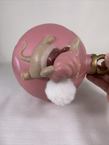 Grande lampadina addobbo natalizio in ceramica 9" con topo vintage dipinta a mano - Foto 7 di 8