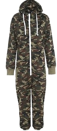 Kids Army Camo Print 1Onesie Hooded Jumpsuit All In One Boys Fleece 2-14 years - Picture 3 of 6