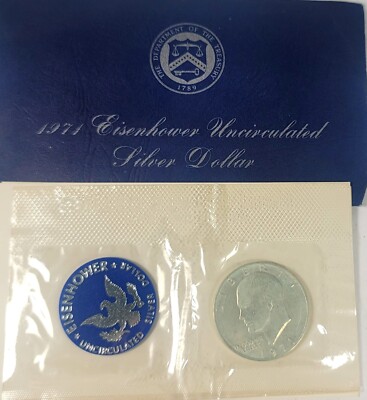 1971,72年 アメリカ銀貨　Blue Ike 1972 Eisenhower Uncirculated Silver Dollar - BLUE IKE