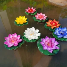 12Pcs Artificial Lotus Water Lily Flowers Floating Pool Pond Tank Plant Decor US