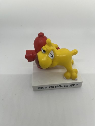 Vtg 1989 Grimmy How Do You Spell Relief? Dog Fire Hydrant pvc toy figure 2.5" - 第 1/4 張圖片