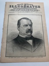 1884 Leslie  s Antique Print Presidential Candidate Grover Cleveland 7120