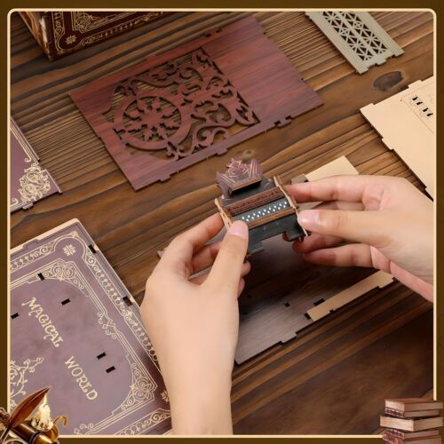 DIY Book Nook Kit Magic World Miniature Wizard Library with LED Light Home Decor - Picture 7 of 7