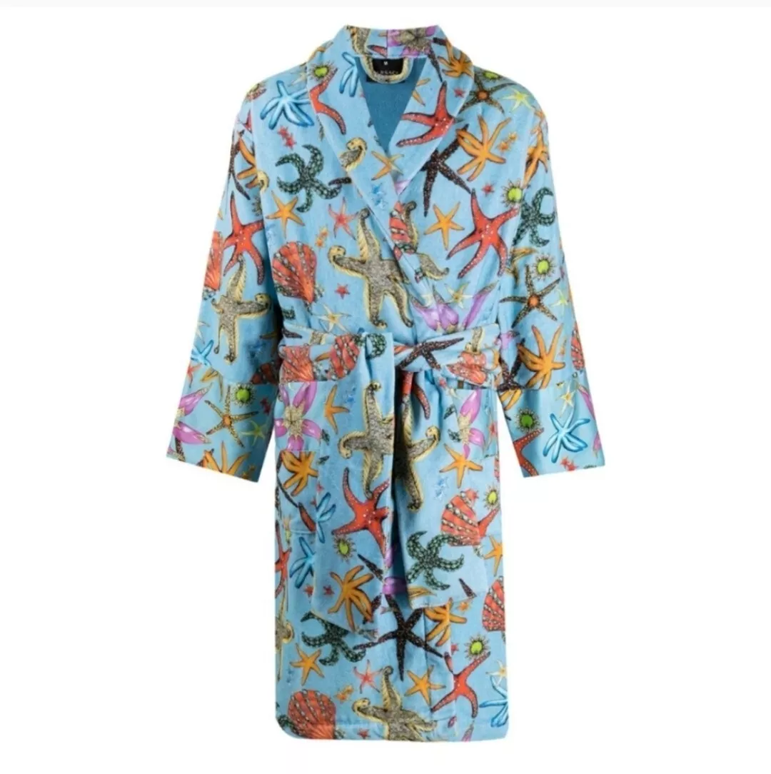 Versace Starfish Robe Tresor De La Mer Pale Blue Terrycloth
