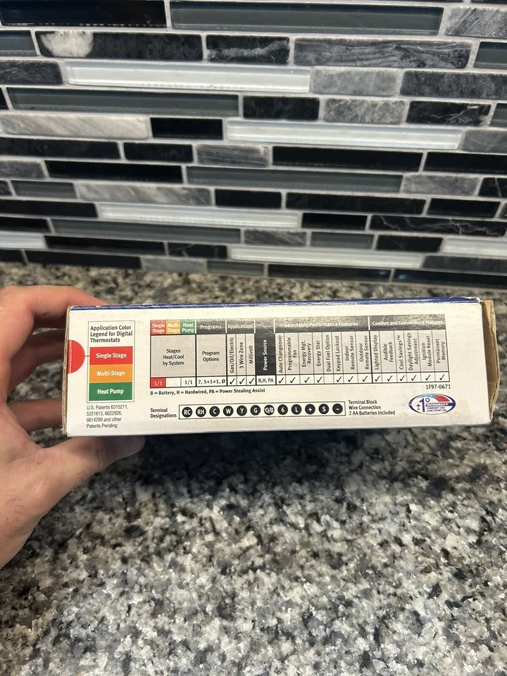 TERMOSTATO PROGRAMABLE ÚNICO AZUL WHITE-RODGERS EMERSON 1F97-0671 Singlestage Foto 3 de 4