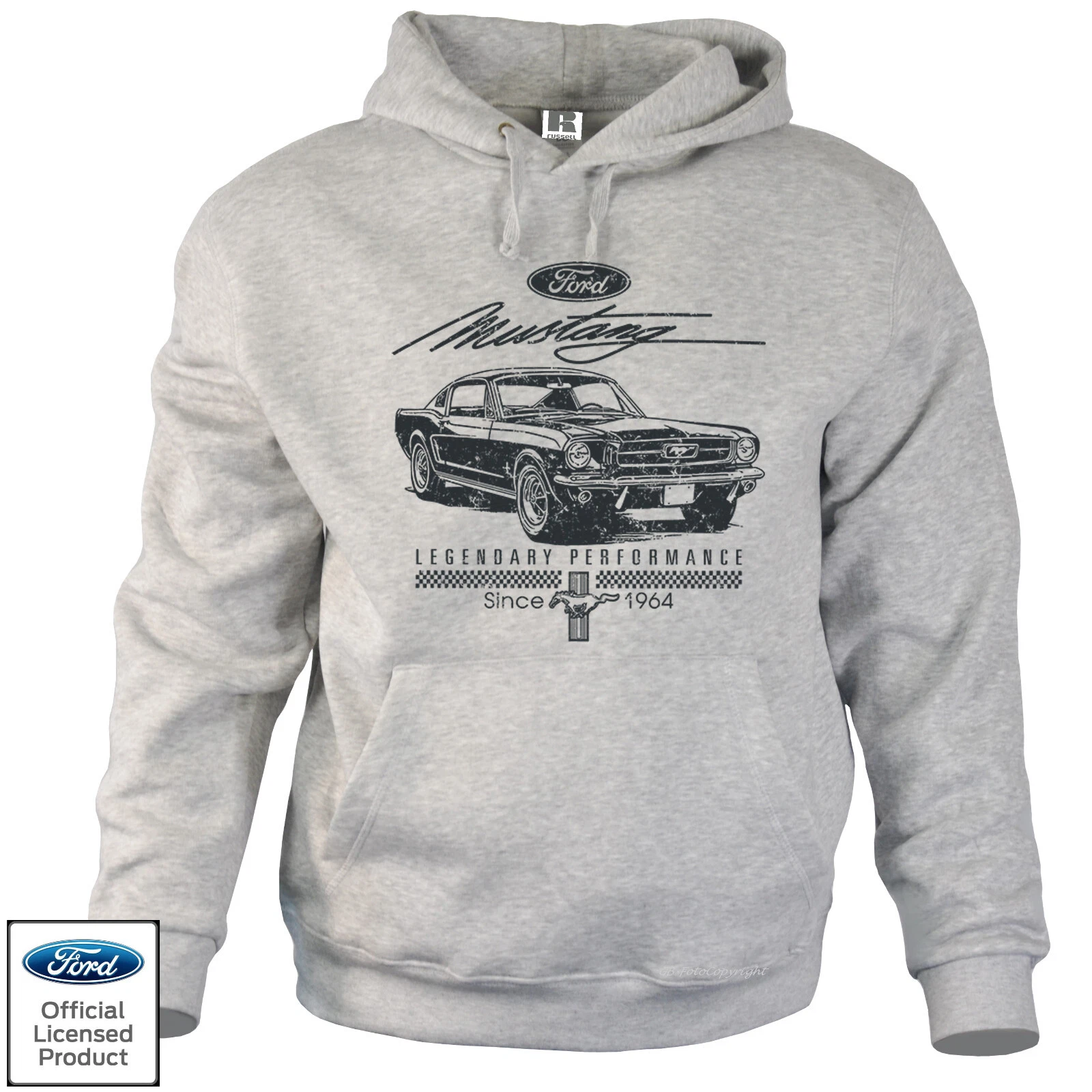 SACAI Felpa con cappuccio Ford Mustang auto d'epoca vintage con licenza US Car *0002