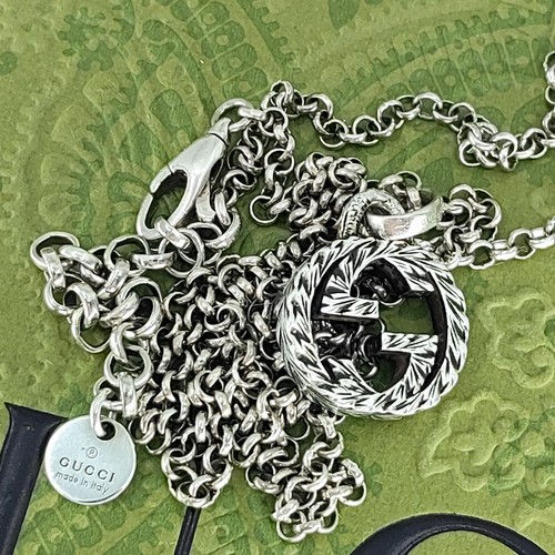 Gucci Interlocking G Arabesque engraving Pendant Necklace Sterling Silver 925 - Picture 22 of 24