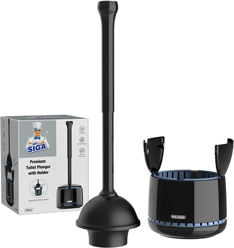 Toilet Plunger with Holder, Heavy Duty Toilet Plunger and Holder Combo for Bathr