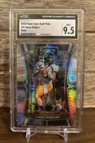 2023 Panini Select Draft Picks - #131 Aaron Rodgers Hyper Prizm CGC 9.5 Mint+