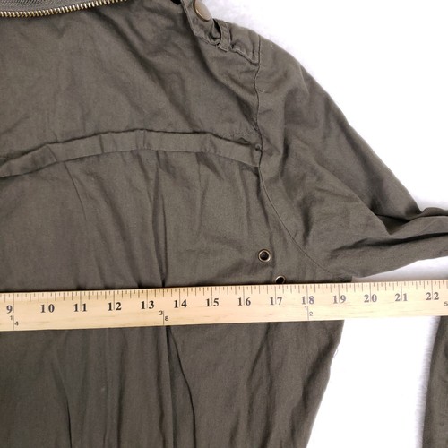 Iris Utility Jacket Hooded Cinched Waist M Olive Green Fall Layering Chore Coat - Picture 8 of 9