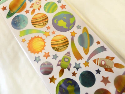 Small Kids Space, Planet & Spaceship Rocket Labels Stickers for Craft WD-52
