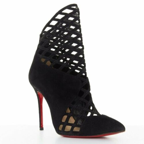 CHRISTIAN LOUBOUTIN Mrs Bouglione botín puntiagudo de malla de gamuza negro EU35 - Imagen 2 de 11