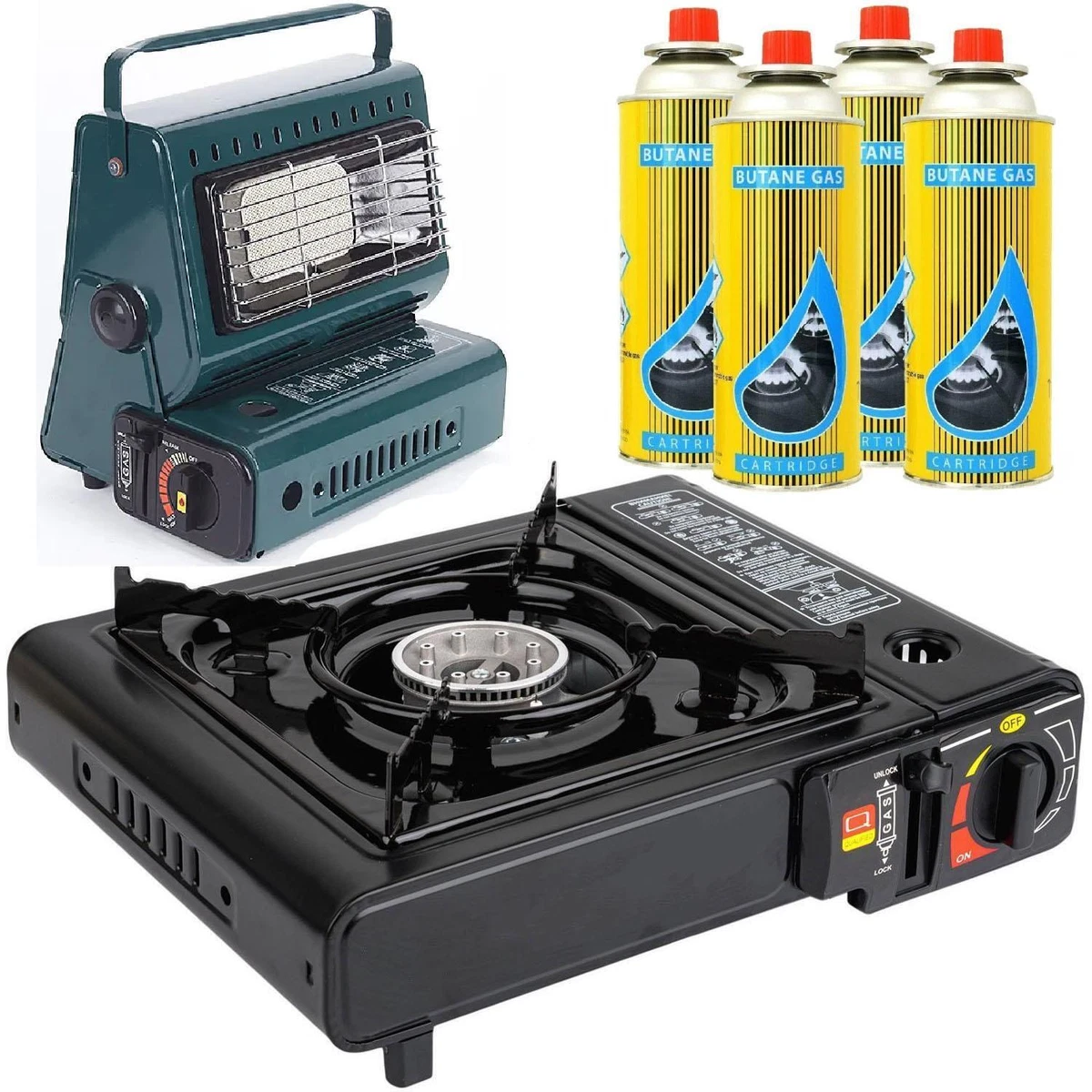 BUTANE GAS BOTTLE CANISTER CAMPING PORTABLE STOVE COOKER CHEF BBQ OUTDOOR  HEATER | eBay