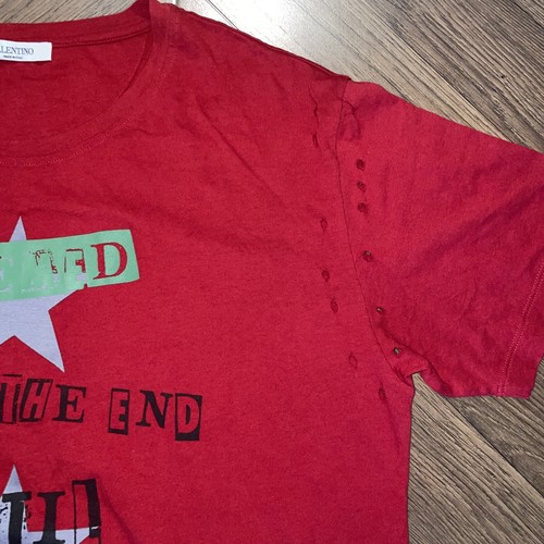 Valentino Garavani slogan-print cotton T-shirt In Red Size M - Picture 5 of 6