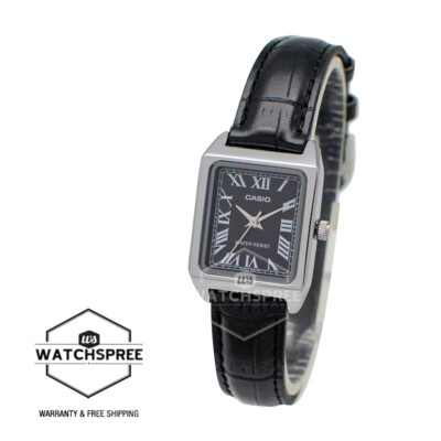 Casio Ladies' Analog Black Leather Strap Watch LTPV007L-1B LTP-V007L-1B