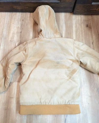 Carhartt Hooded Jacket Brown Kids Youth SZ 7 Duck Canvas Chore Farm Coat - Picture 3 of 9