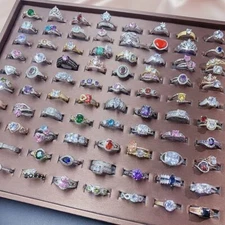 5-100PCS Wholesale Colorful Rings Mixed Rings Bulk Gemstones Crystal Jewelry Lot