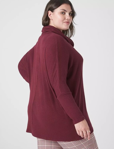 Lane Bryant Relaxed Funnel Cowlneck Tunic Maroon Plus Size 18/20 NWT - Picture 2 of 3
