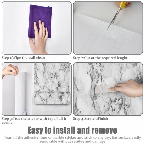 Marble Contact Paper Self Adhesive Peel & Stick Wallpaper PVC Kitchen Countertop - Picture 9 of 31