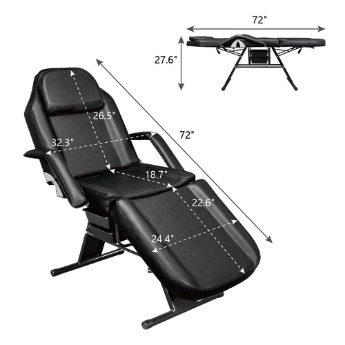US Adjustable Tattoo Facial Bed Massage Table Chair Salon Spa Beauty PVC Leather - Picture 3 of 12