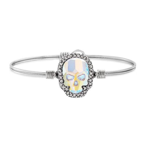 Luca + Danni Kristall Pave Totenkopf Armreif Armband in Aurora Borealis Silber Ton... - Bild 1 von 4