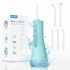 Cordless Rechargeable Water Dental Flosser Oral Irrigator with 5 Modes & 5 Tips 