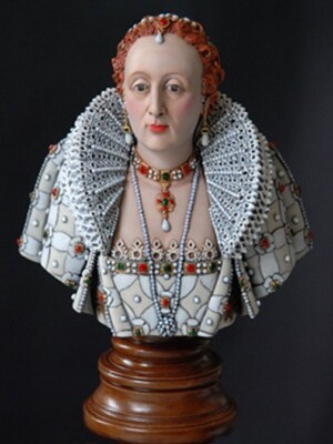 SK Miniatures (ehemals Ademola) Queen Elizabeth 1st 1/9th Bust unbemalter Bausatz