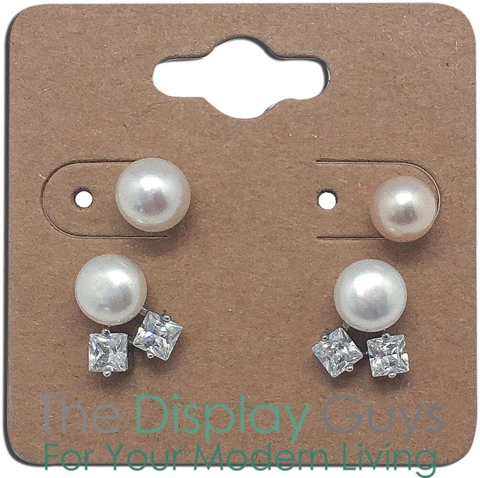 500pc 2x2" Inch Kraft Paper Earrings Display Hanging Cards for Accessory Jewelry - Image 2 of 4