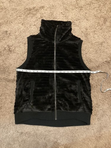 Cable & Guage XL Mock Neck Black Faux Fur Vest Jacket Super Soft Plush - Picture 9 of 13
