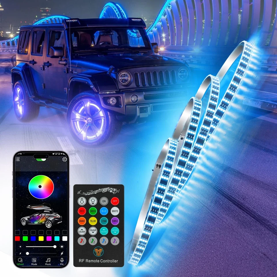 4 шт. 15-дюймовых светодиодных кольцевых ободов колесных ламп RGB цветной гоночный тормоз для Chevrolet Malibu - Изображение 3 из 4